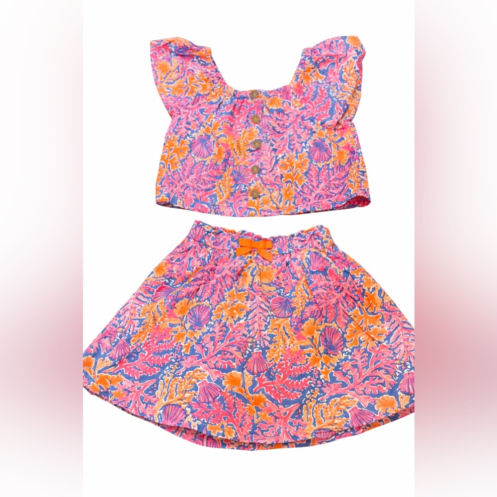 Tommy Bahama Girls 2pc Skirt Set Coral Reef Print Top Skirt Size 7